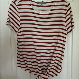 Marled Reunited Clothing Orange/Rust and White Striped Women's Top XS